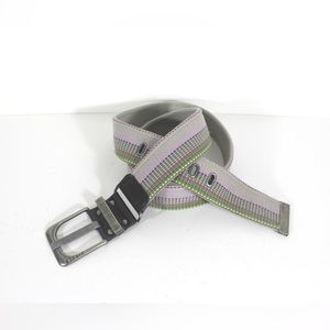Colourful Wide Fabric Belt with Antiqued Silver Buckle Gray Pink Green Yellow